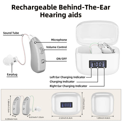 Invisible Rechargeable Hearing Aids for Adults with Volume Control