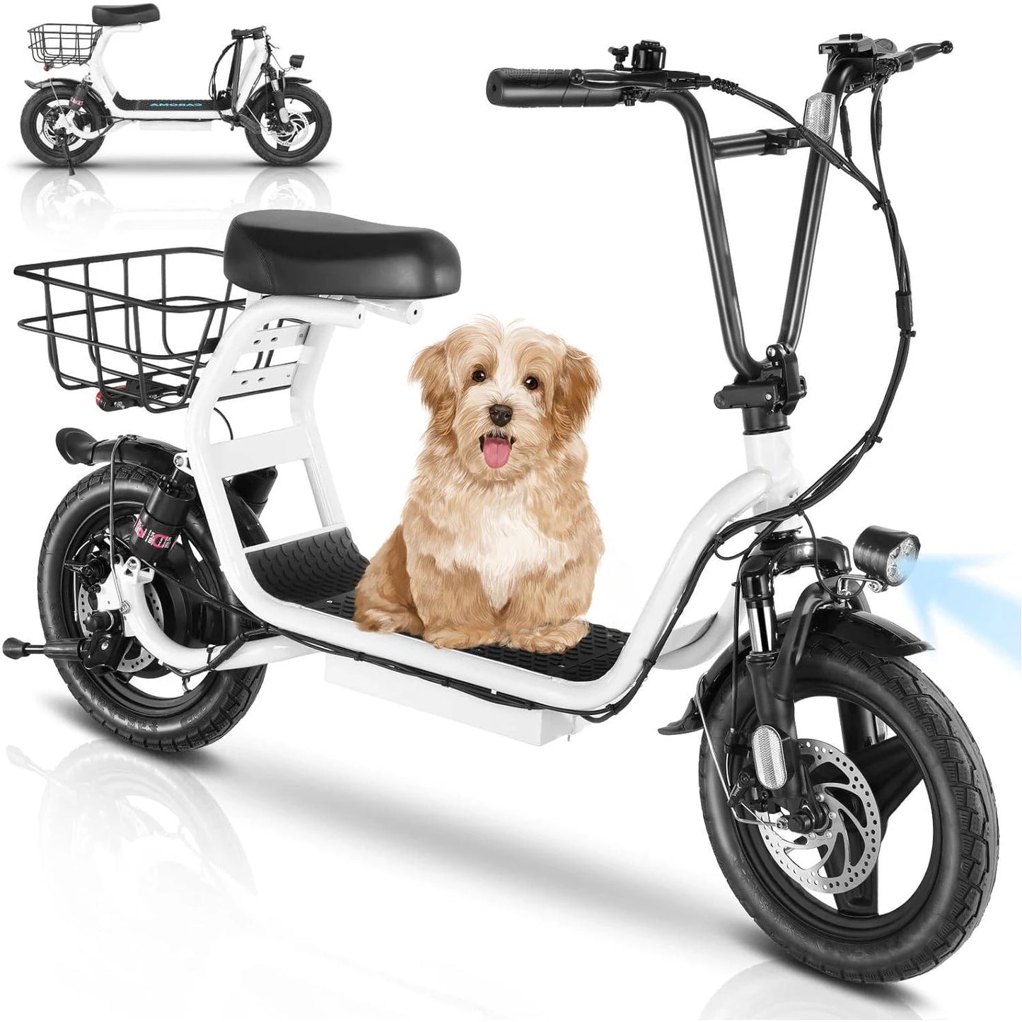 Caroma Electric Scooter with Seat and Shock Absorbing Tires