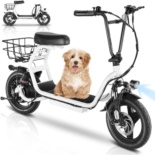 Caroma Electric Scooter with Seat and Shock Absorbing Tires
