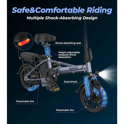 750W Peak Folding Electric Bike with Removable Battery and Speed