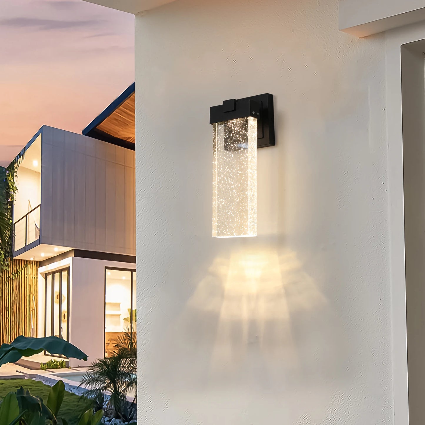 Modern Outdoor Wall Light Fixture, Black Finish LED Sconce