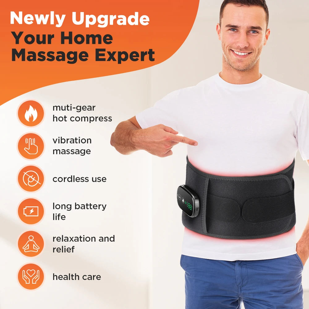 Heating Vibration Massage Belt for Lumbar Support and Relaxation
