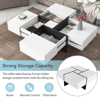 Unique Design Coffee Table with Hidden Storage and Sliding Top