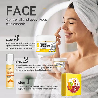 AILKE Organic Turmeric Skin Care Set for Acne and Skin Tone
