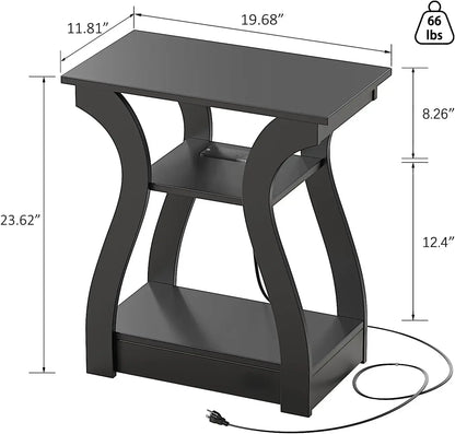 End Table with Charging Station, Side Table with USB Ports
