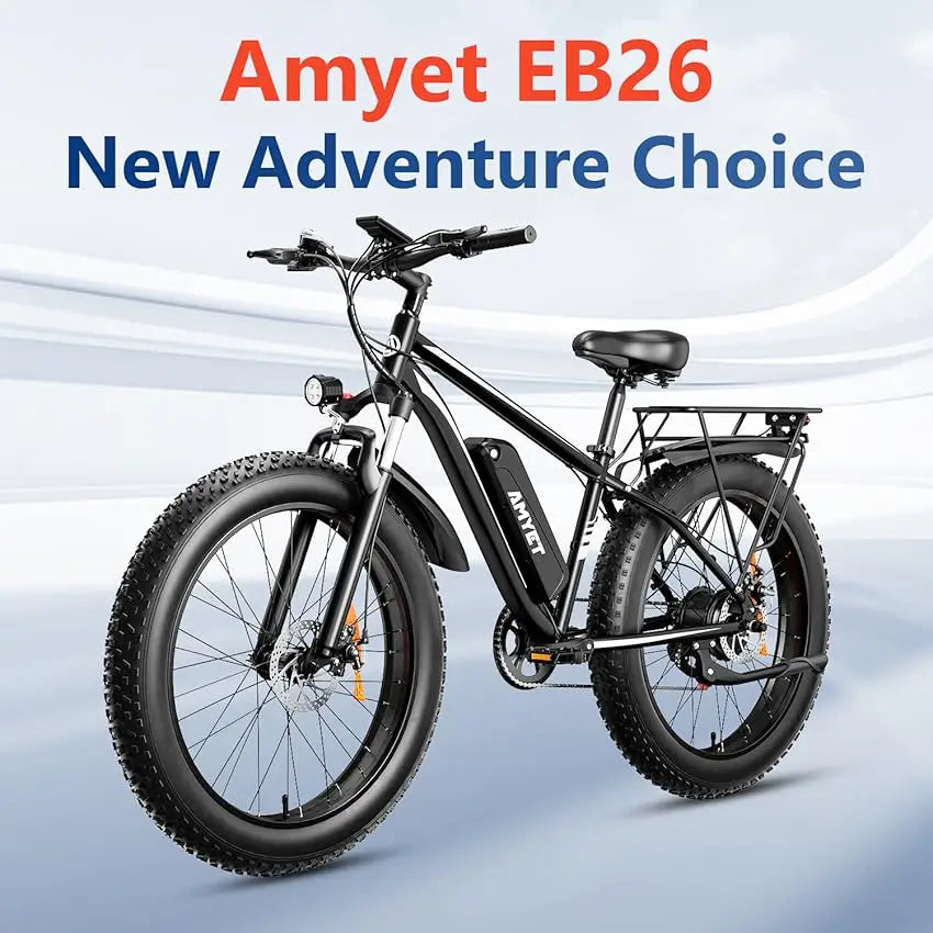 Amyet EB26 Electric Bike for Adults 1000W 48V 15AH E Bike 26 Inch Fat Tire Mountain Dual Shock Absorber 31mph