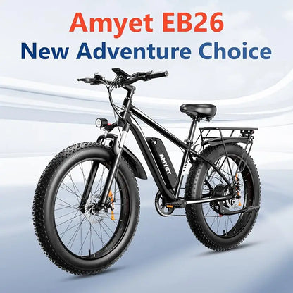 Amyet EB26 Electric Bike for Adults 1000W 48V 15AH E Bike 26 Inch Fat Tire Mountain Dual Shock Absorber 31mph