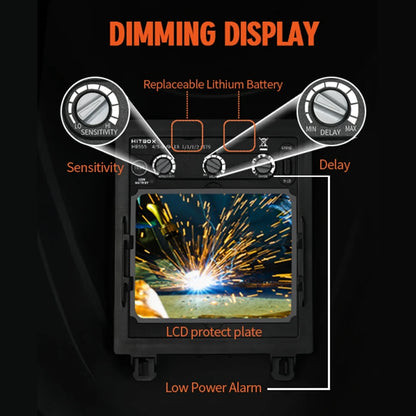 Hitbox HB555 Welding Helmet Auto Darkening 3.9x3.1 Inch Large Viewing True Color Solar Battery Powered Welder Mask