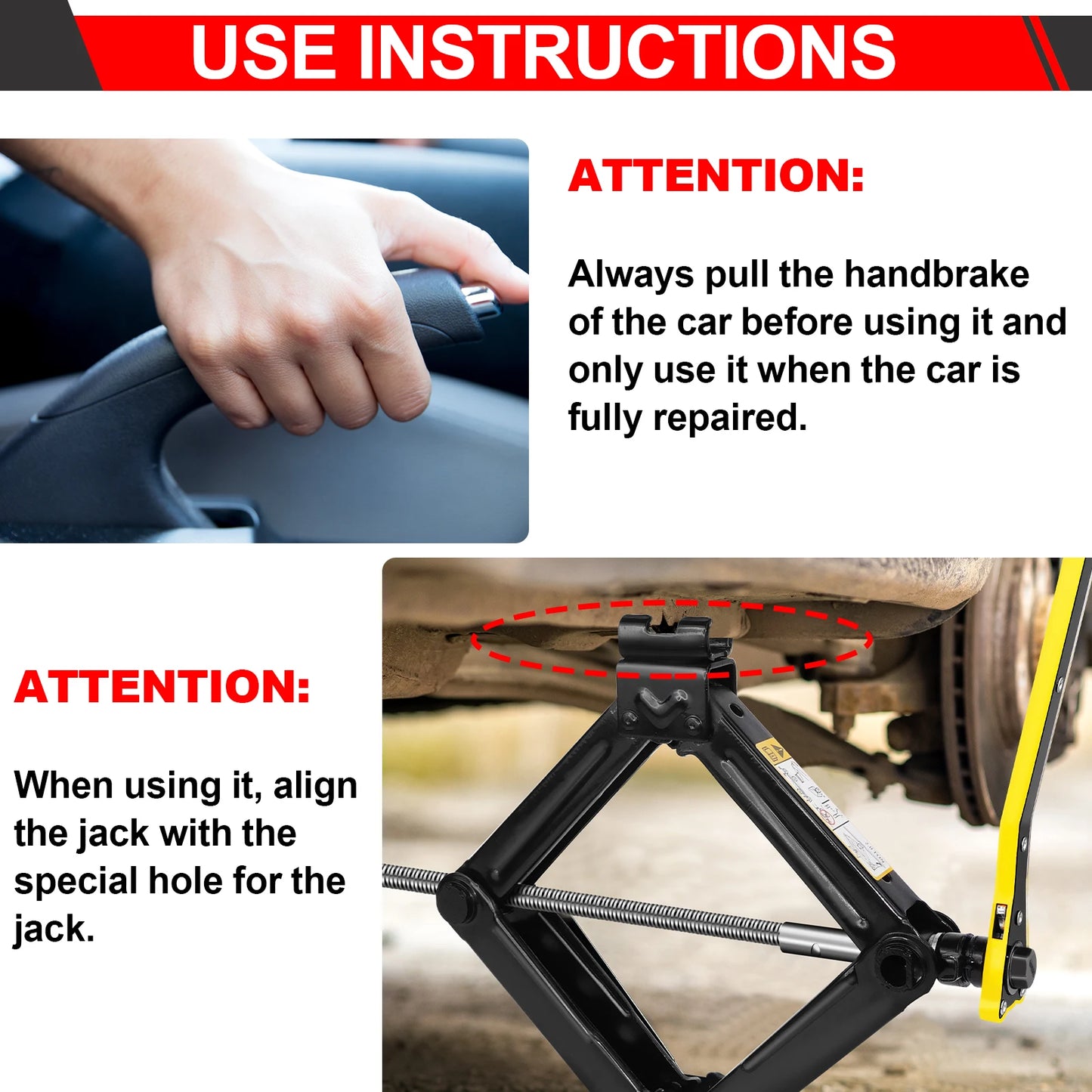 DayPlus Heavy Duty Scissor Jack for 2 Ton Car Lifting