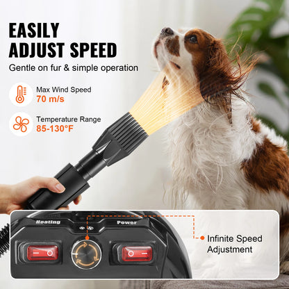 High-Power Adjustable Pet Blow Dryer with Nozzles and Hose
