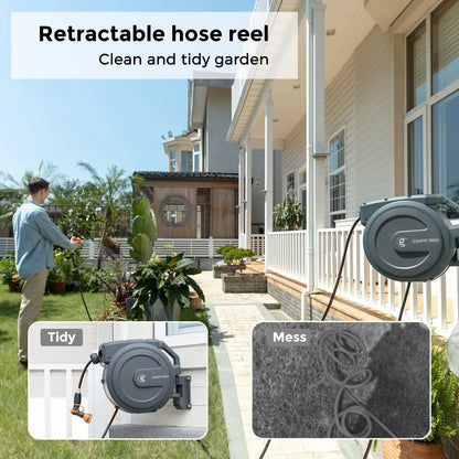 Giraffe Tools AW30 Garden Hose Reel Retractable 1/2 x 100 ft Wall Mounted
