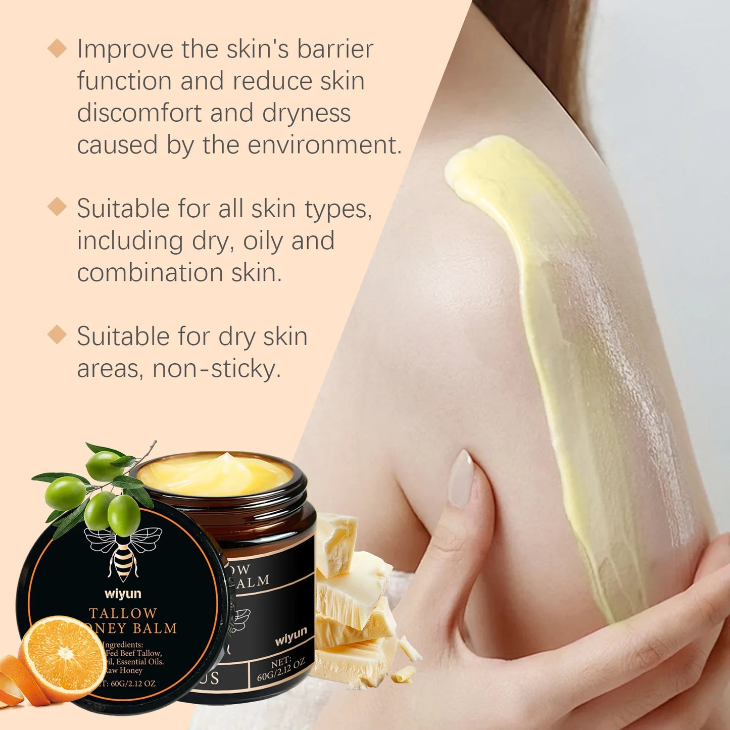 Wiyun Tallow Honey Hydrating Moisturizing Cream Silky Skin
