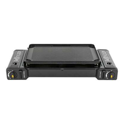 Double Head Barbecue Gas Stove with Grill Tray for Outdoors