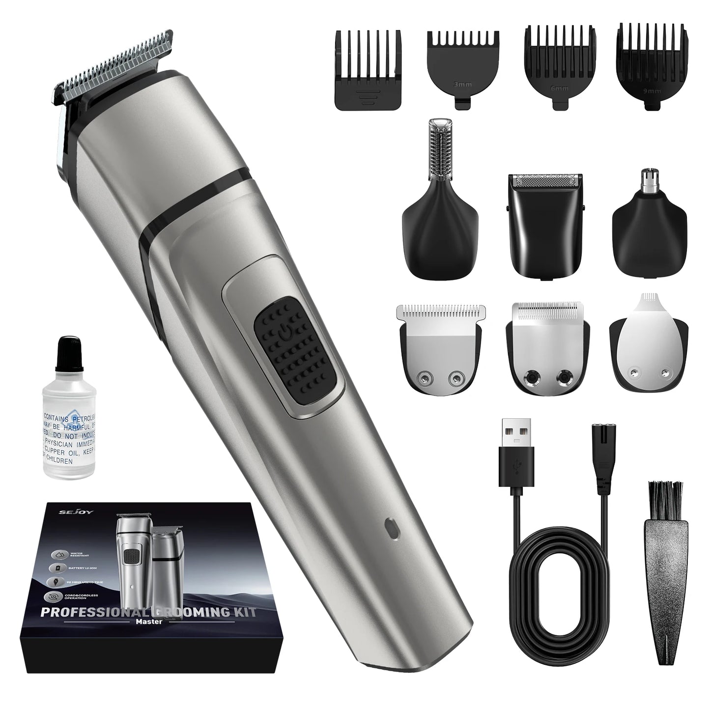 Sejoy Men's 5 In 1 Grooming Kit Electric Hair Clippers