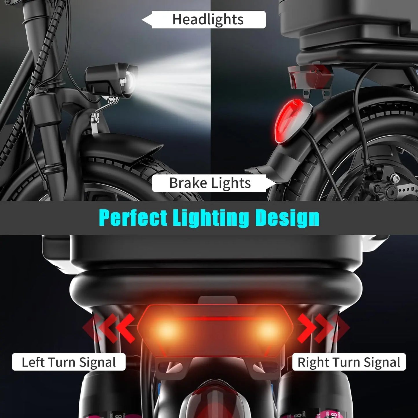 Folding Electric Scooter with Trunk 500W Motor Peak 650W 48V 15Ah 20MPH 24 to 32 Mile Range Motorcycle for Commuting Travel