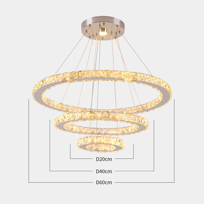 Luxury Crystal Modern Pendant Light DIY Rings Led Dimmable Chandelier Ceiling Lamp for Living Room Decor