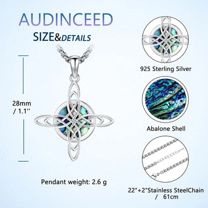 Celtic Knot Cross Necklace Sterling Silver Wiccan Amulet Pendant