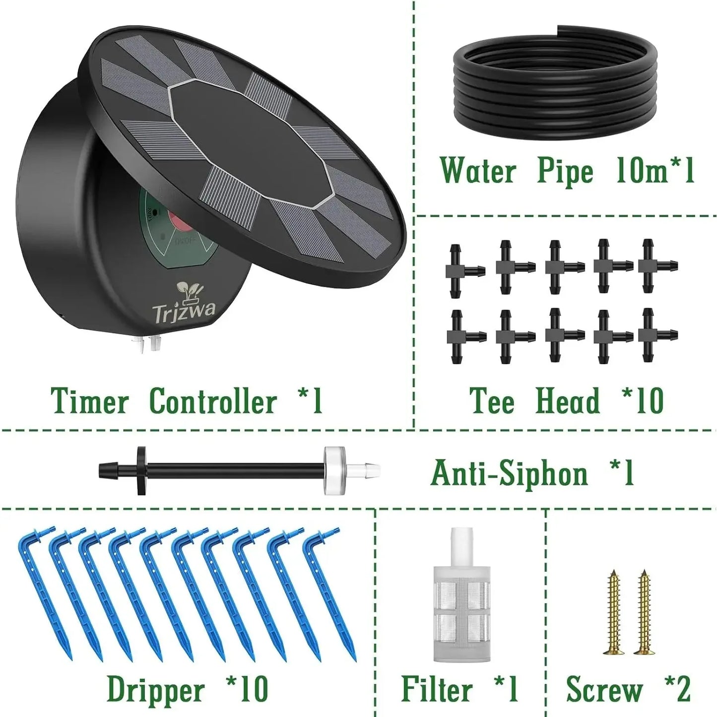 Solar Automatic Drip Irrigation System Kit for DIY Garden