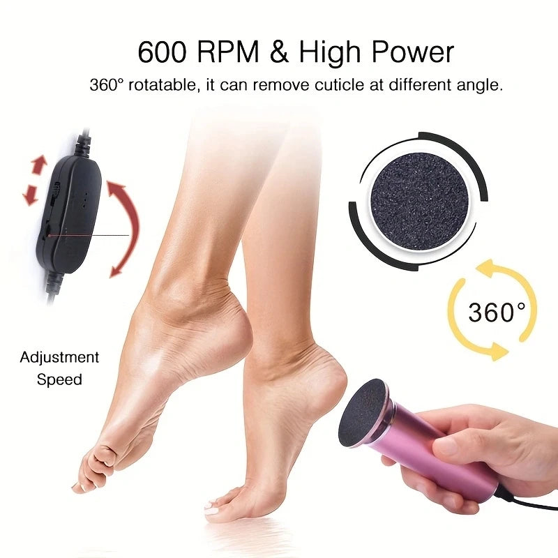 Electric Foot Callus Remover with Adjustable Speed and Sandpaper