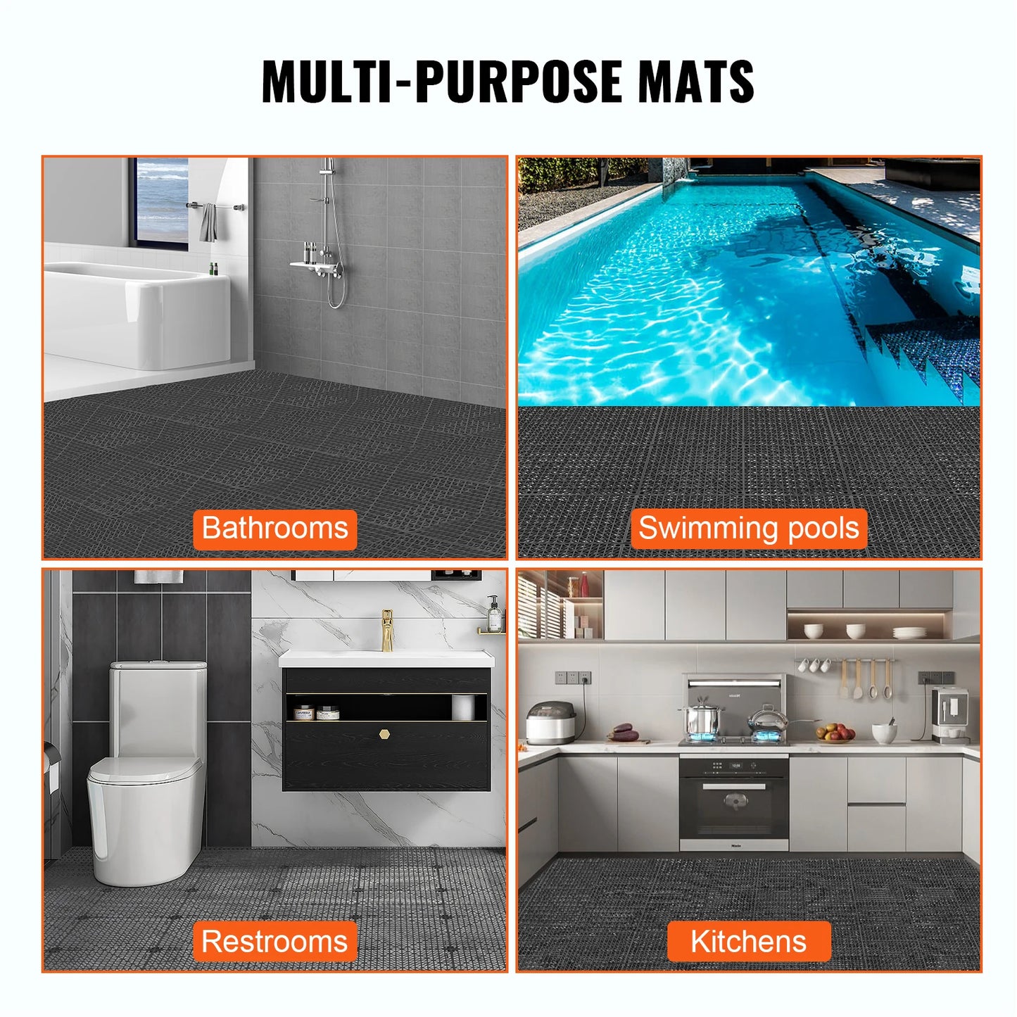 Interlocking PVC Drainage Tiles Non Slip For Bathroom And Pool