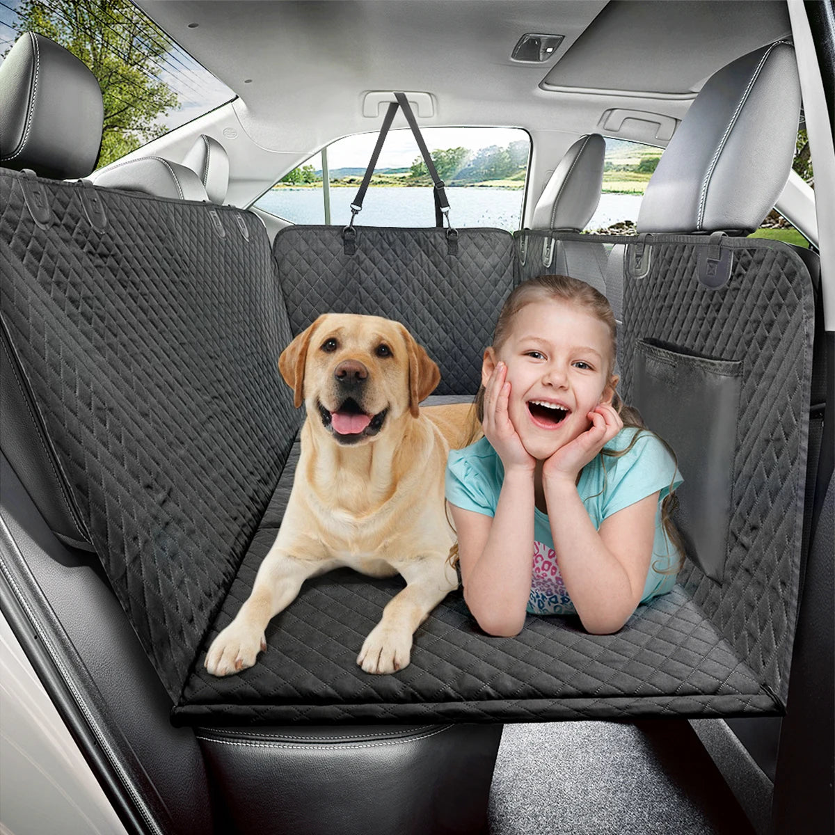 Dog Car Back Seat Extender and Protector Hammock for Pets