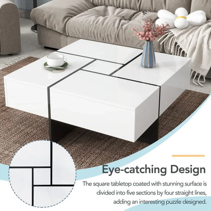 Unique Design Coffee Table with Hidden Storage and Sliding Top