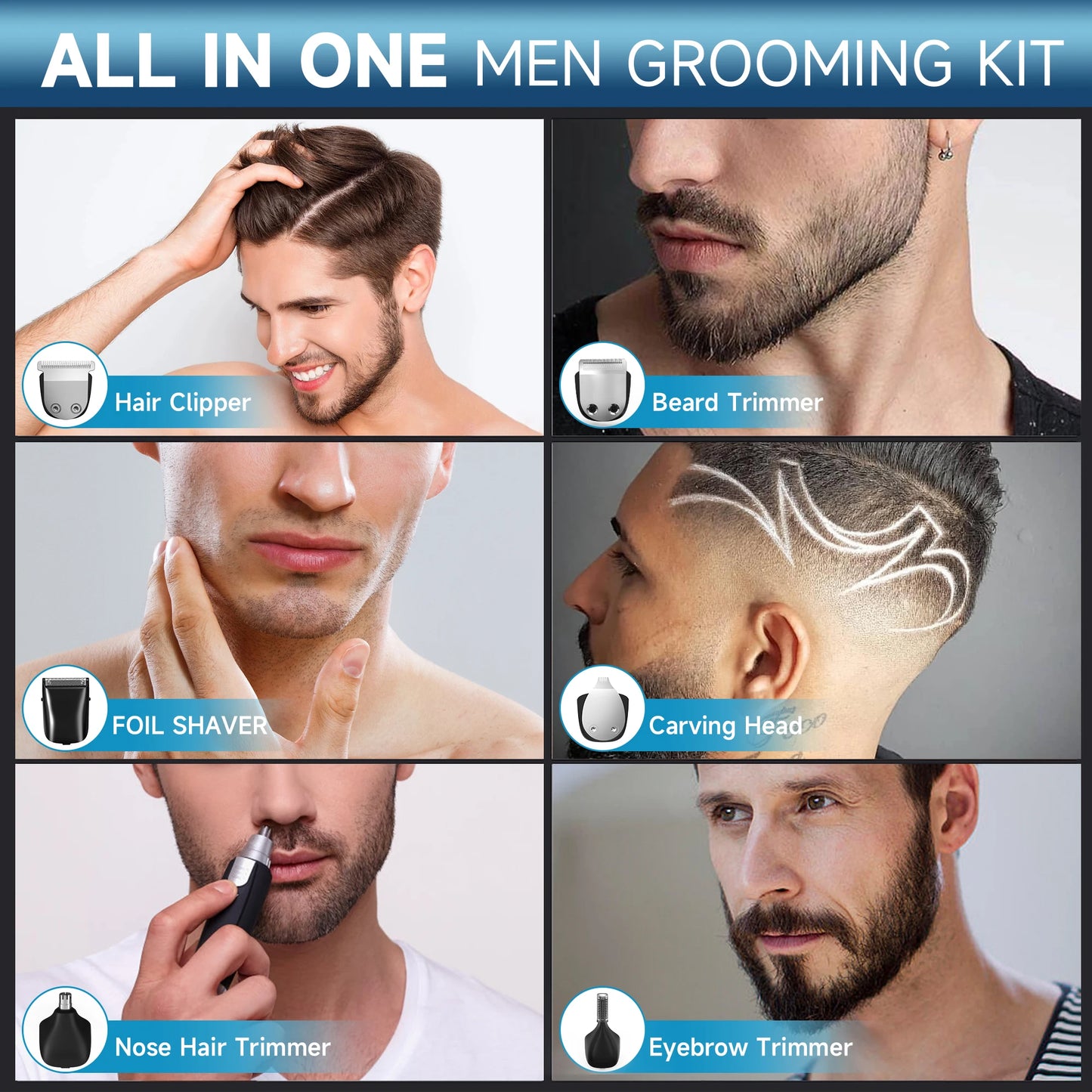 Sejoy Men's 5 In 1 Grooming Kit Electric Hair Clippers