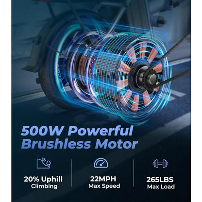 750W Peak Folding Electric Bike with Removable Battery and Speed