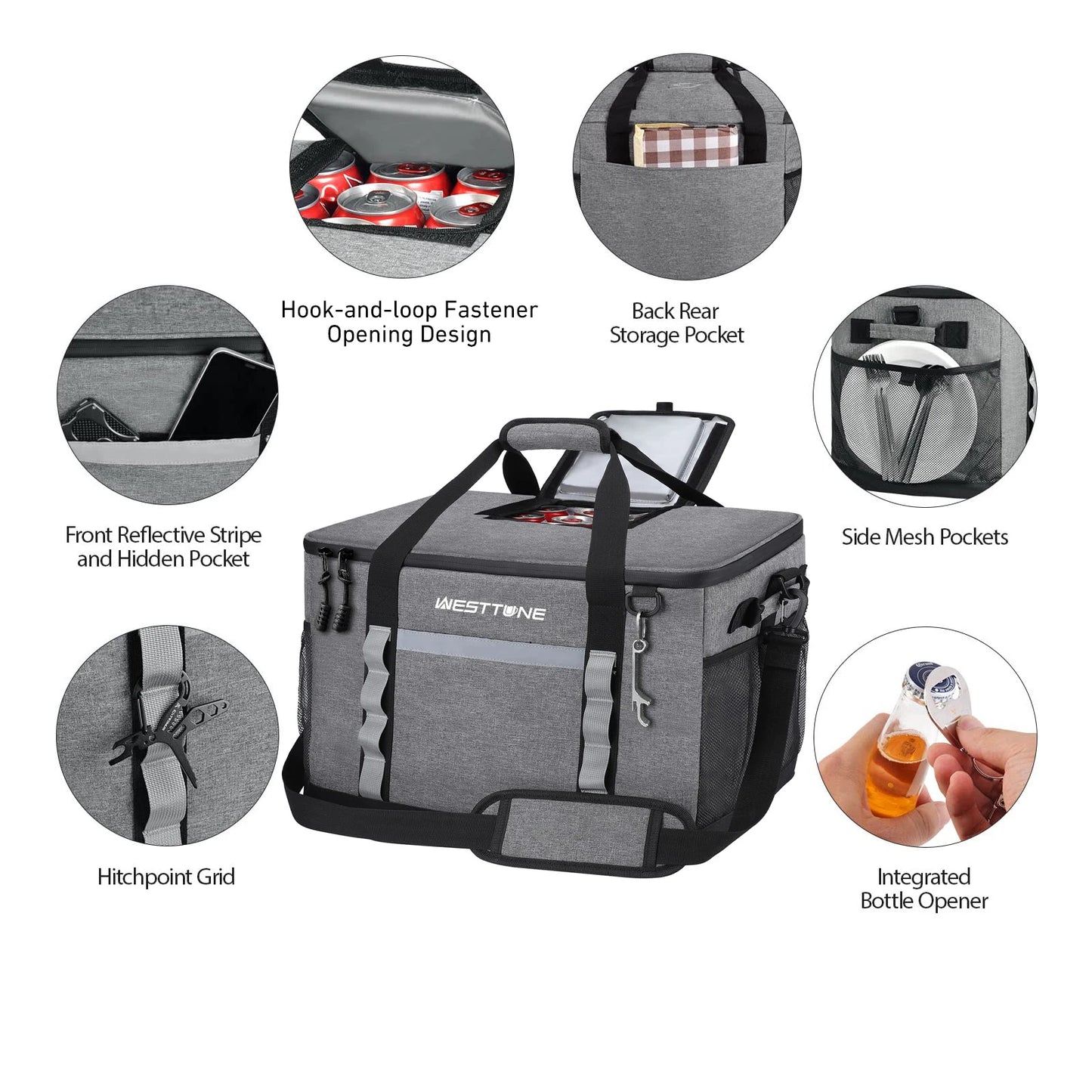 Westtune Collapsible Soft Cooler Bag for Camping and Travel