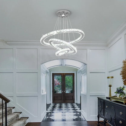 Luxury Crystal Modern Pendant Light DIY Rings Led Dimmable Chandelier Ceiling Lamp for Living Room Decor