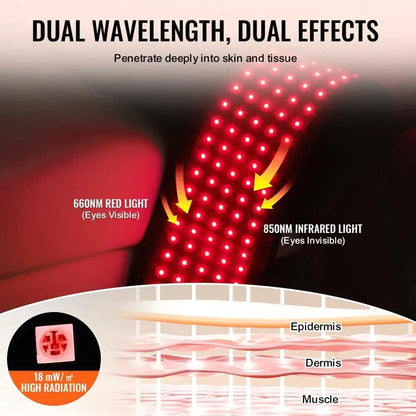 Red Light Therapy Belt for Waist 660nm 850nm 105 LEDs for Pain Relief
