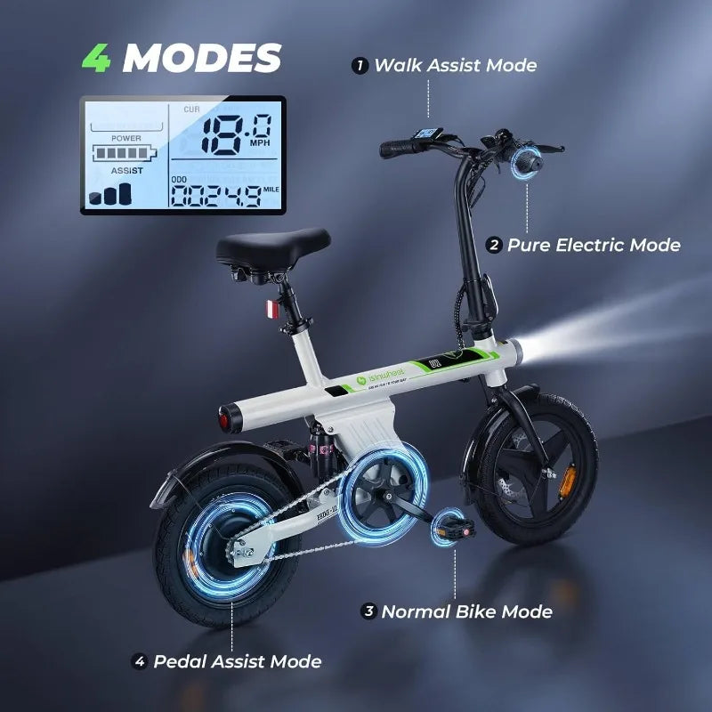 Electric Bike For Adults With Basket 500W Folding Commuter