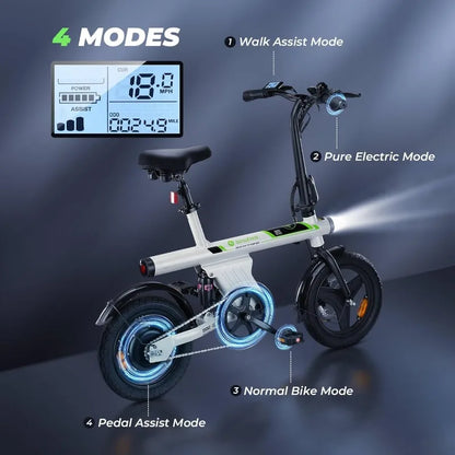 Electric Bike For Adults With Basket 500W Folding Commuter