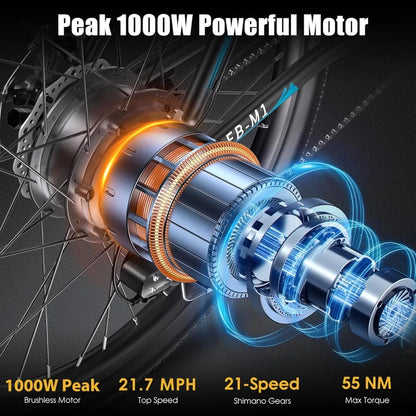 Powerful Commuter Electric Bike with Adjustable Features and Speed