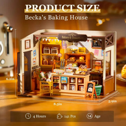 Robotime Rolife Becka's Baking House DIY Miniature Dollhouse Kit