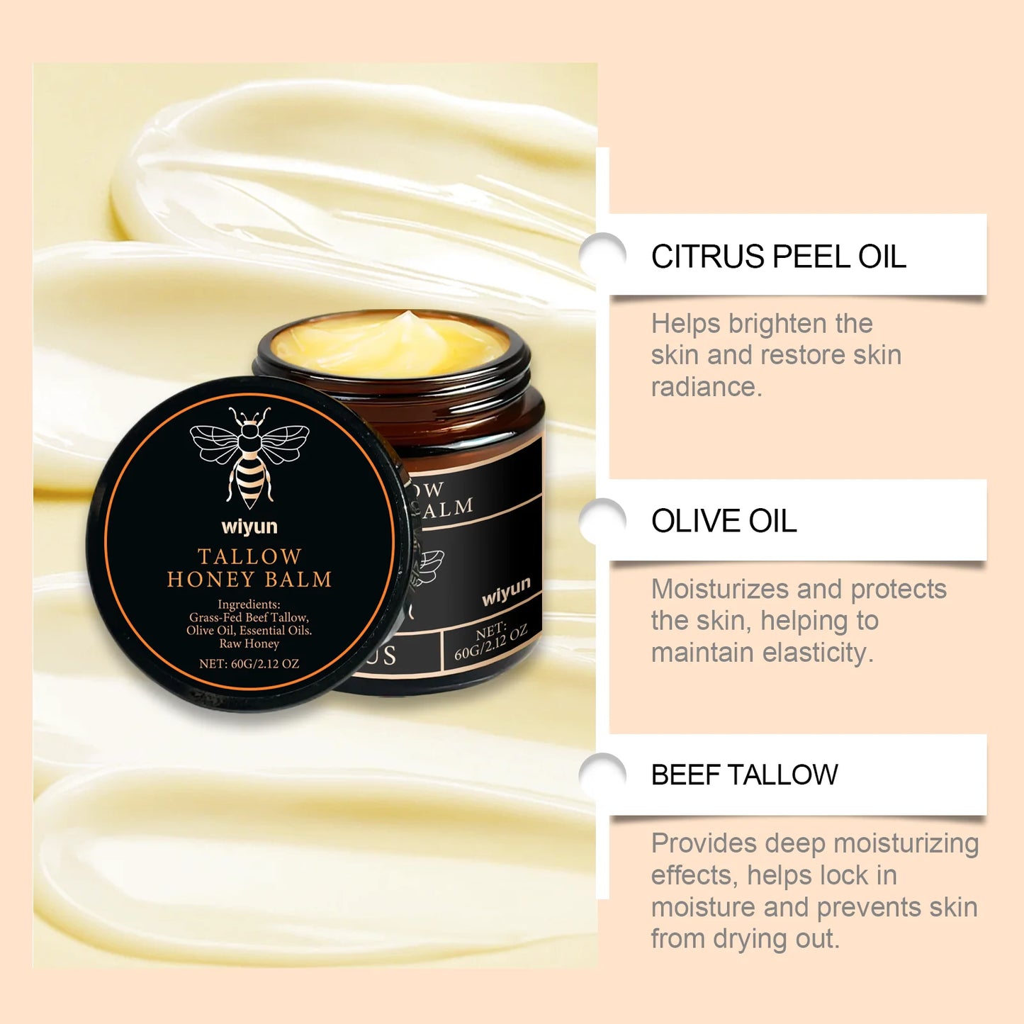 Wiyun Tallow Honey Hydrating Moisturizing Cream Silky Skin