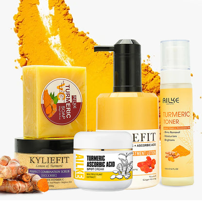 AILKE Organic Turmeric Skin Care Set for Acne and Skin Tone