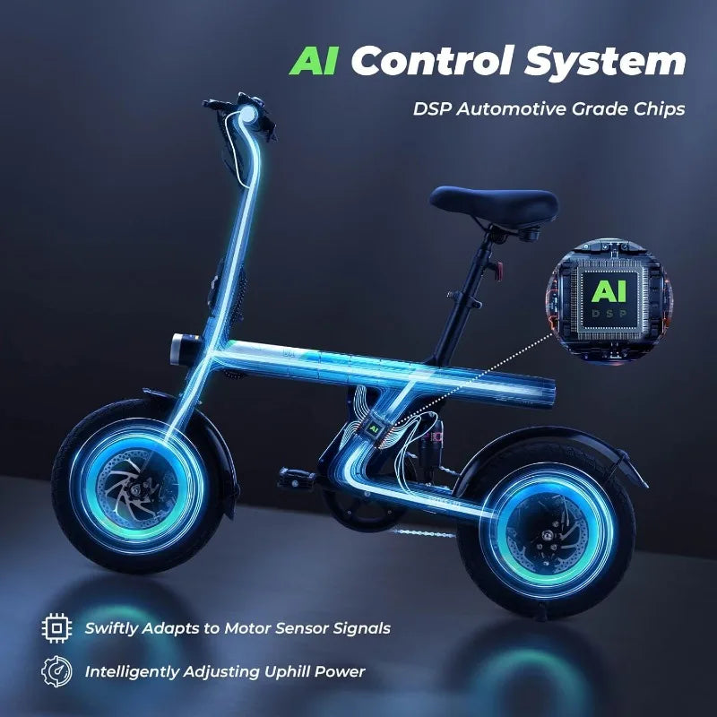 Electric Bike For Adults With Basket 500W Folding Commuter