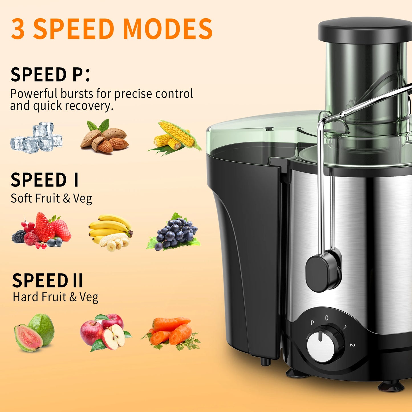 VAVSEA 600W Juicer Machine for Fresh Fruit and Vegetable Juice