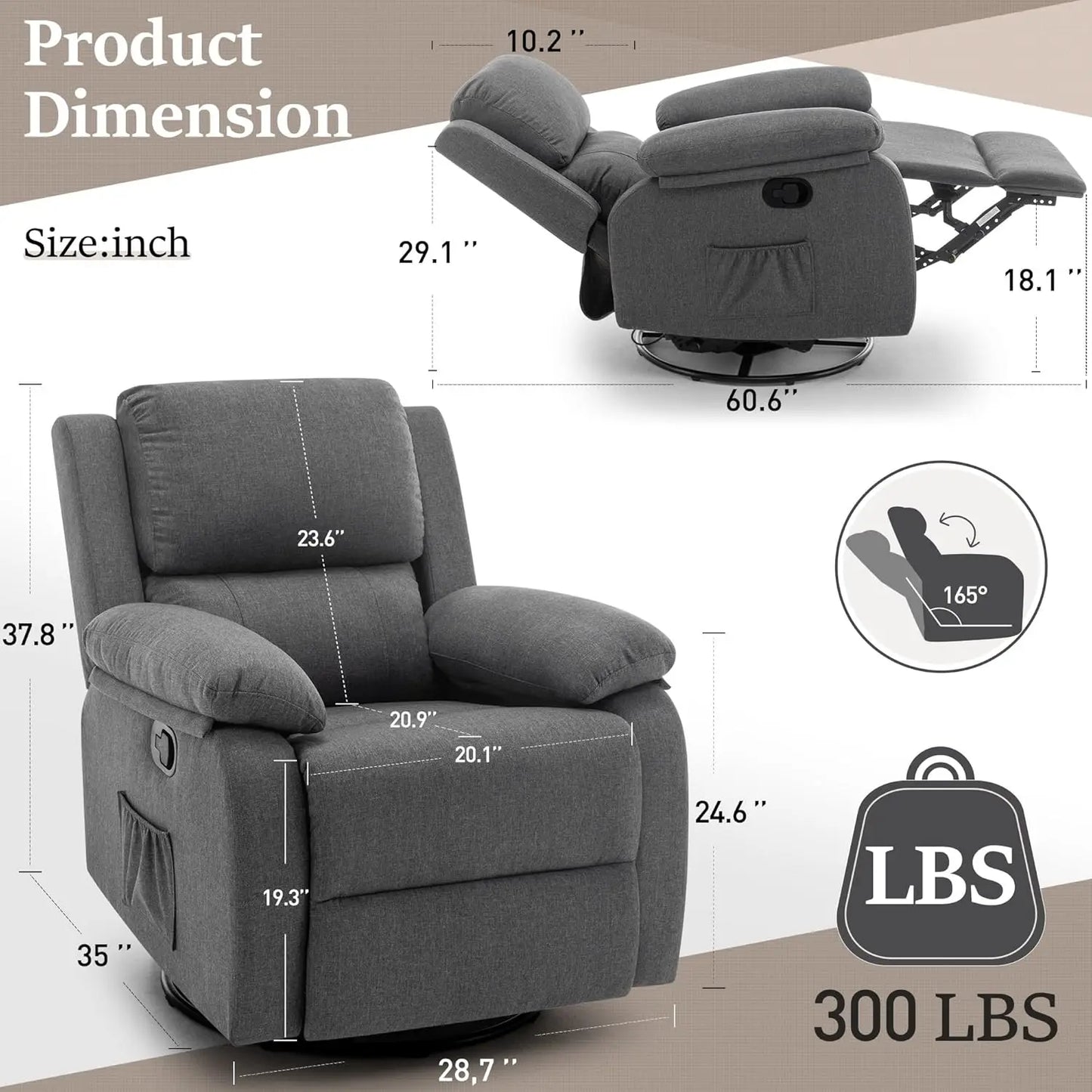 Swivel Rocker Recliner Chair for Comfort and Relaxation