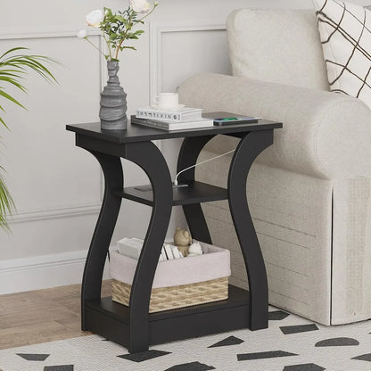 End Table with Charging Station, Side Table with USB Ports