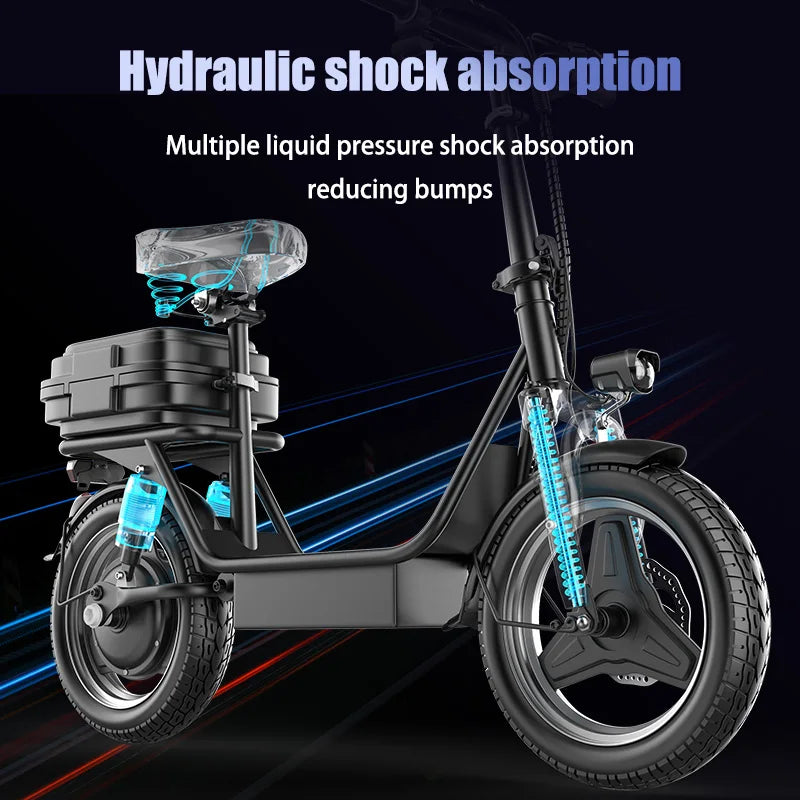 Folding Electric Scooter with Trunk 500W Motor Peak 650W 48V 15Ah 20MPH 24 to 32 Mile Range Motorcycle for Commuting Travel