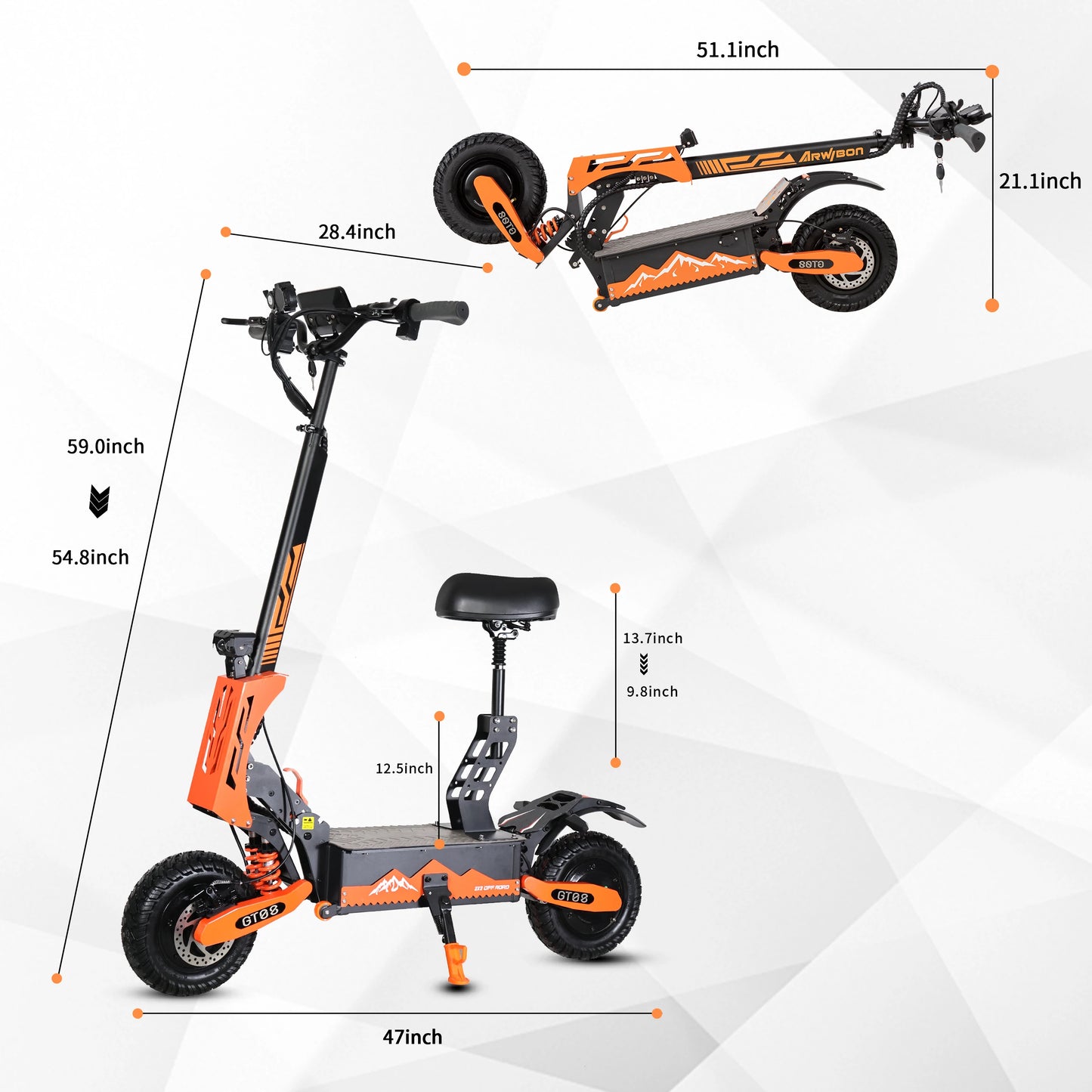 Arwibon Dual Motor Electric Scooter with Off-Road Tires