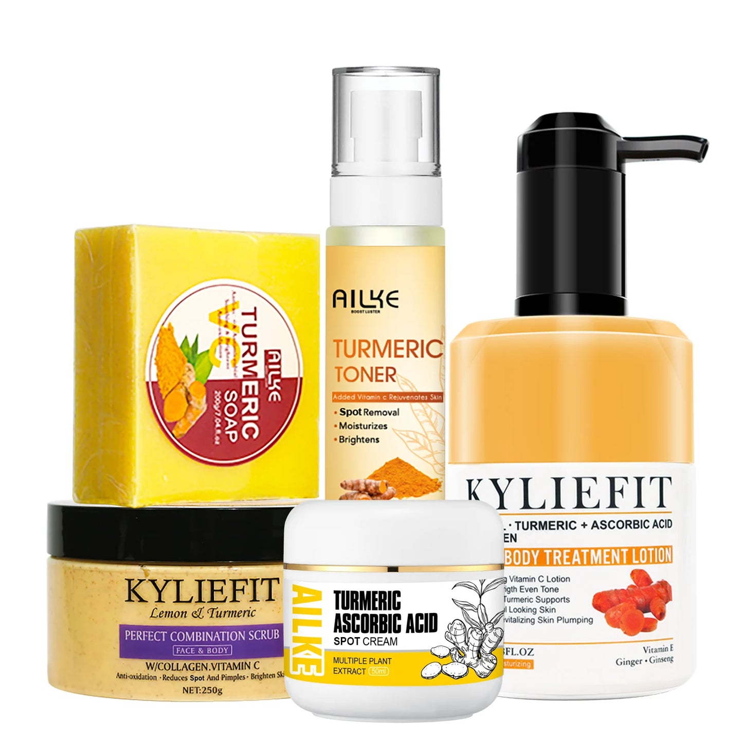 AILKE Organic Turmeric Skin Care Set for Acne and Skin Tone