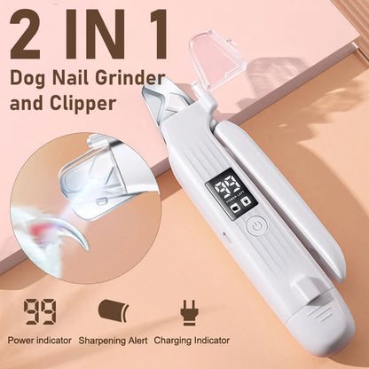 2 in 1 Electric Dog Nail Grinder and Clipper with LED Light