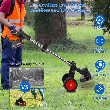Cordless Electric Lawn Mower and Weed Wacker for Easy Trimming