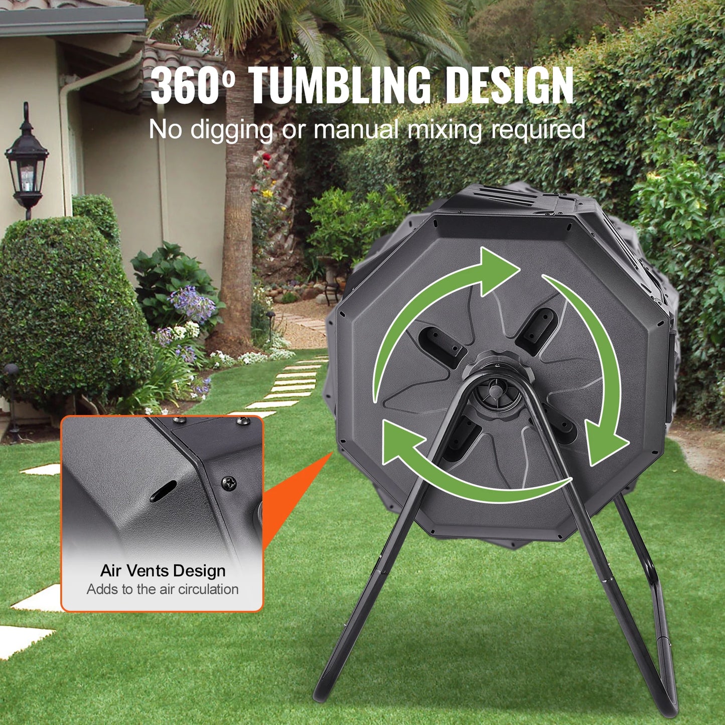 SucceBuy Dual Chamber Compost Bin for Efficient Garden Composting