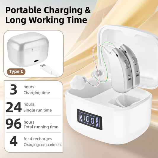 Invisible Rechargeable Hearing Aids for Adults with Volume Control