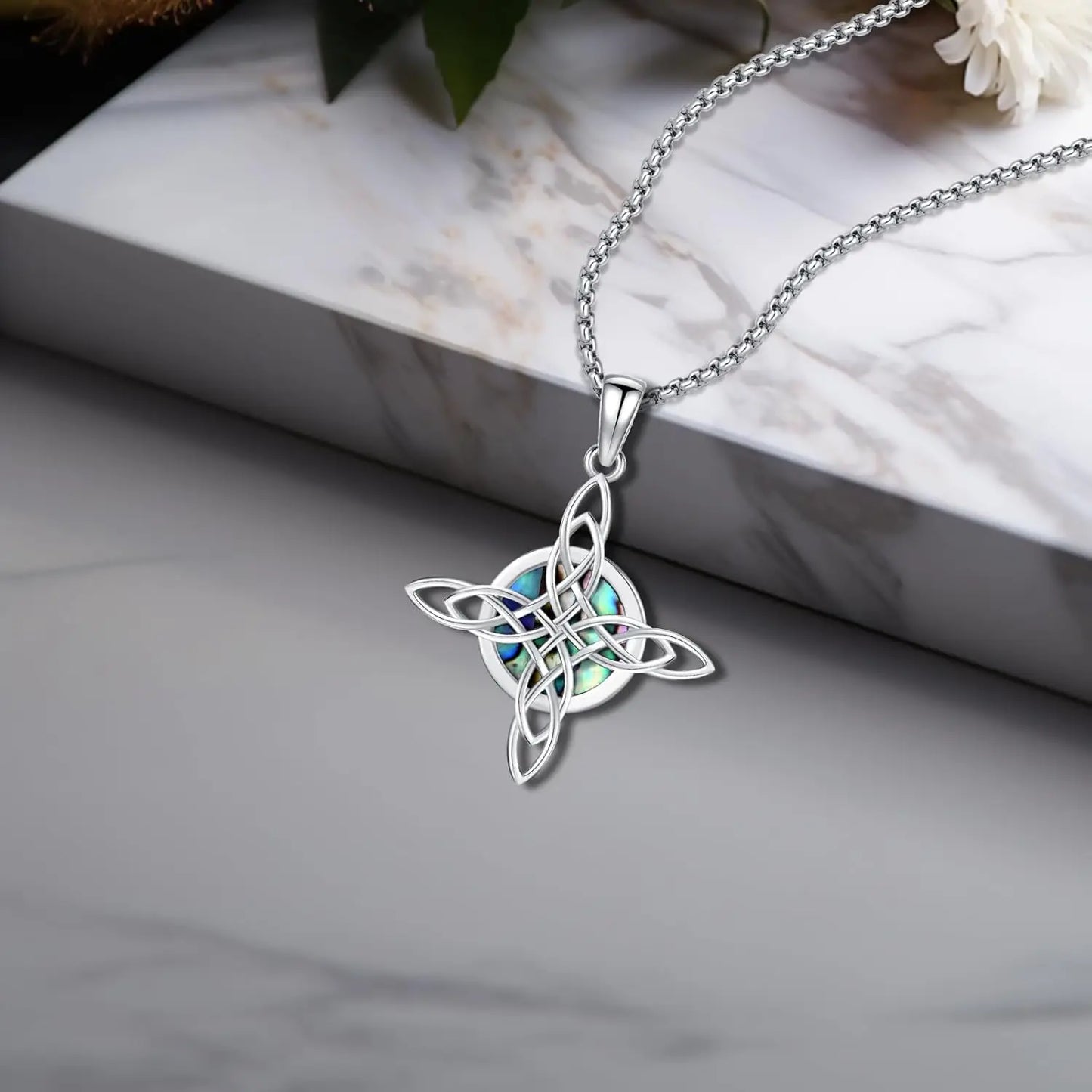 Celtic Knot Cross Necklace Sterling Silver Wiccan Amulet Pendant