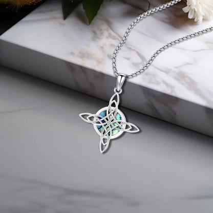 Celtic Knot Cross Necklace Sterling Silver Wiccan Amulet Pendant